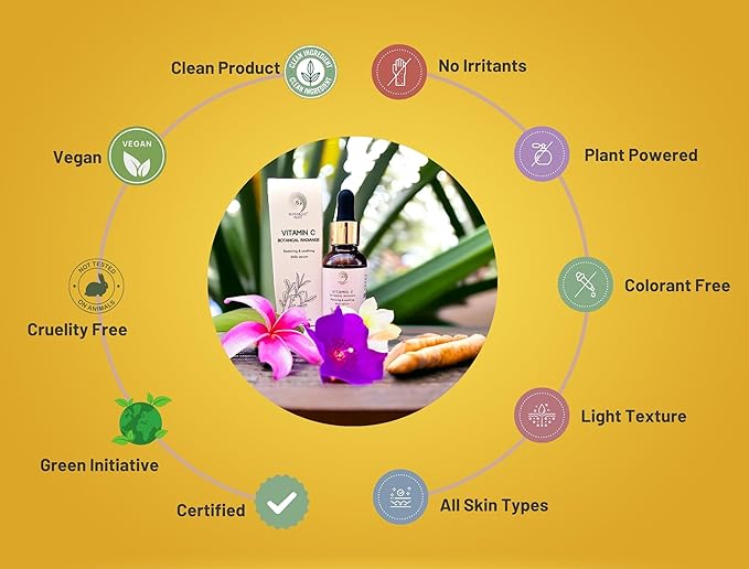 Vitamin C Face Serum - Brightening, Hydrating, Glowing Skin with Hyaluronic Acid, Turmeric, Vitamin E, Green Tea Extract, Anti Aging Facial Serum for Fine Lines & Wrinkles – 1 Fl Oz